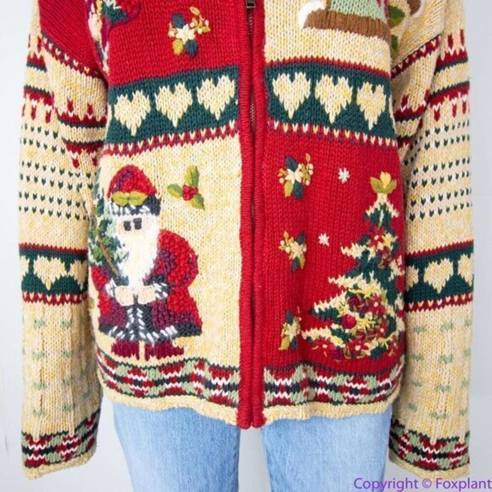 Vintage BonWorth Christmas ugly sweater,‎ 3D, Santa Clause, cardinal, M - Picture 4 of 16